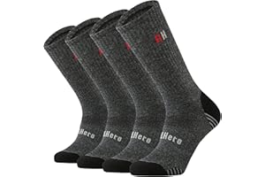 RedHero Men's Merino Wool Cushion Crew Socks for Outdoor Hiking Trekking Hike Soft Cozy Thermal Fit Moisture Control