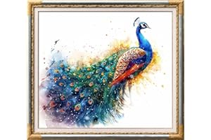 Leczany Cross Stitch Patterns Stamped Kit for Beginners | Embroidery Supplies DIY Craft Kit Starter Needlepoint for Adults or Kids | 11CT, 3 Strands | Beautiful Peacock 18.5x15.8 inches