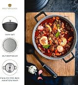 MasterClass Casserole Dish with Lid 5L 28 cm Induction Oven Safe Black view 5