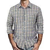 AOTIK Mens Gingham Button Down Shirt Long Sleeve Dress Shirts Business Casual Shirts with Pockets