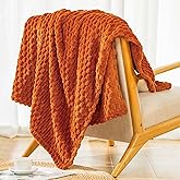 Bnuitland Orange Flannel Throw Blanket (50X70 inches), 300 GSM Fleece Cozy Warm Soft Home Decor Lightweight Bed Sofa Blanket for Adults, Suitable for All Seasons.