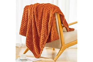 Bnuitland Orange Flannel Throw Blanket (50X70 inches), 300 GSM Fleece Cozy Warm Soft Home Decor Lightweight Bed Sofa Blanket for Adults, Suitable for All Seasons.