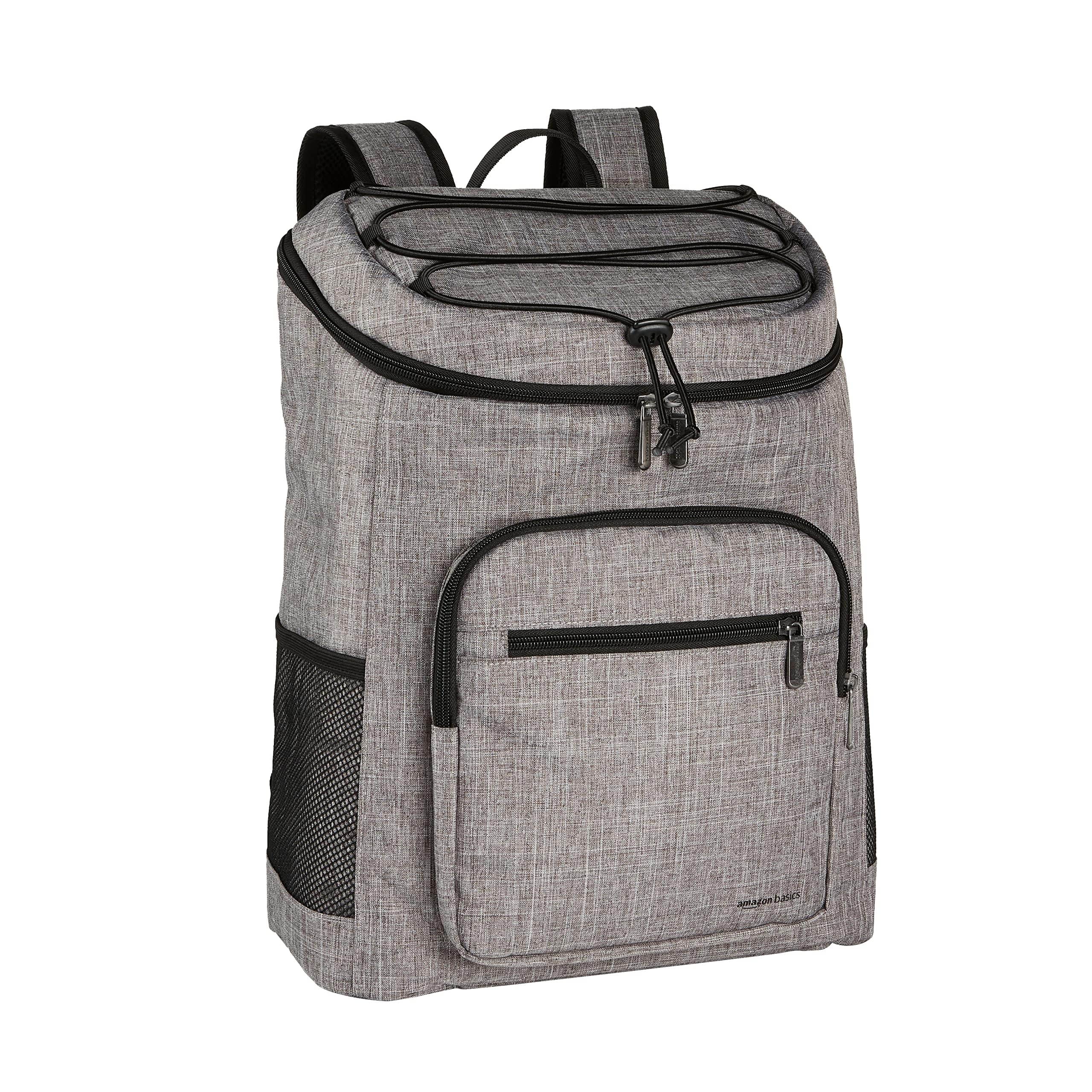 Amazon Basics Insulated Cooler Backpack, 30 Can Capacity, Leak-Proof Design, Gray