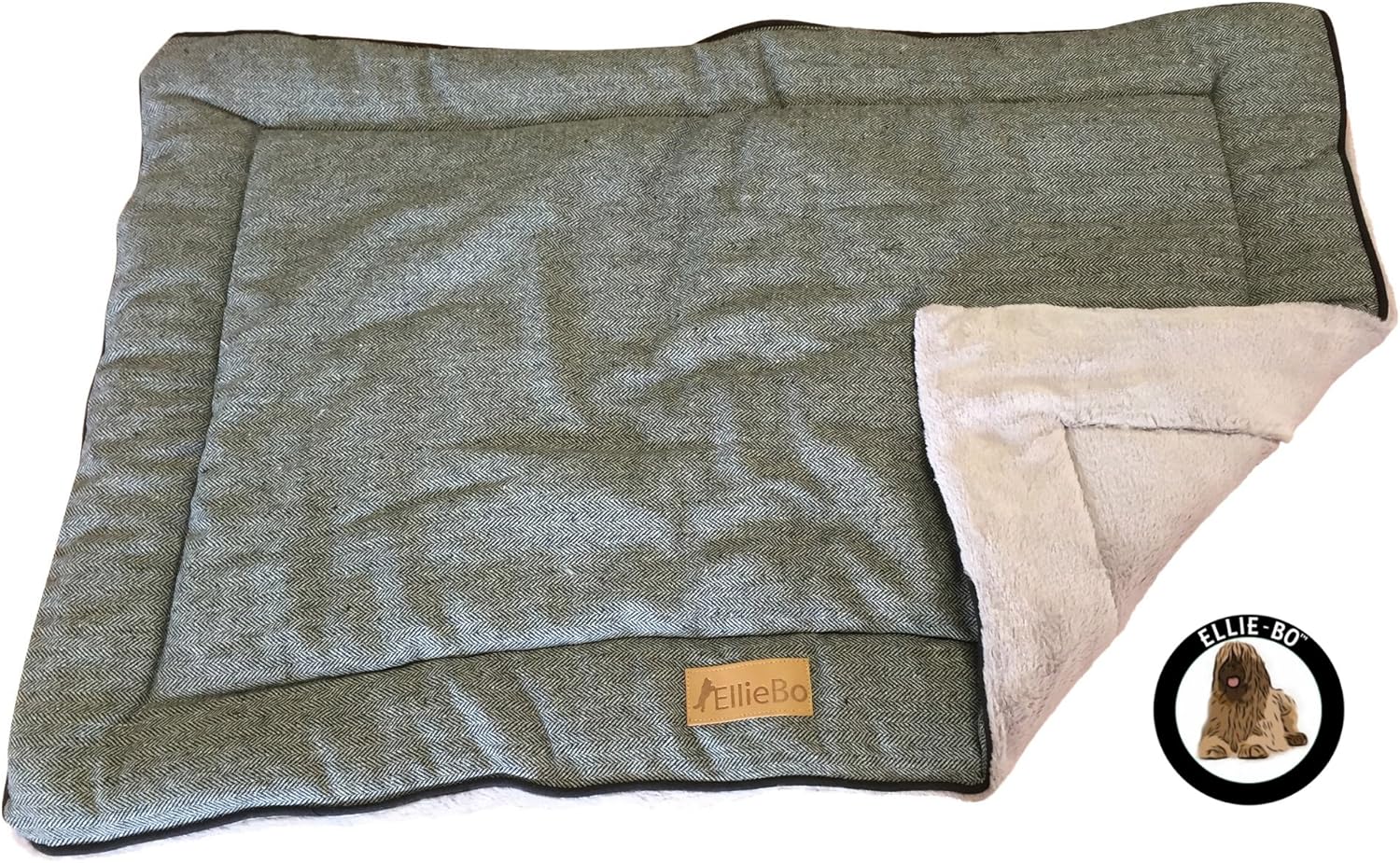 EllieBo Reversible Tweed and Grey Faux Fur Mat Bed for Extra Large 42