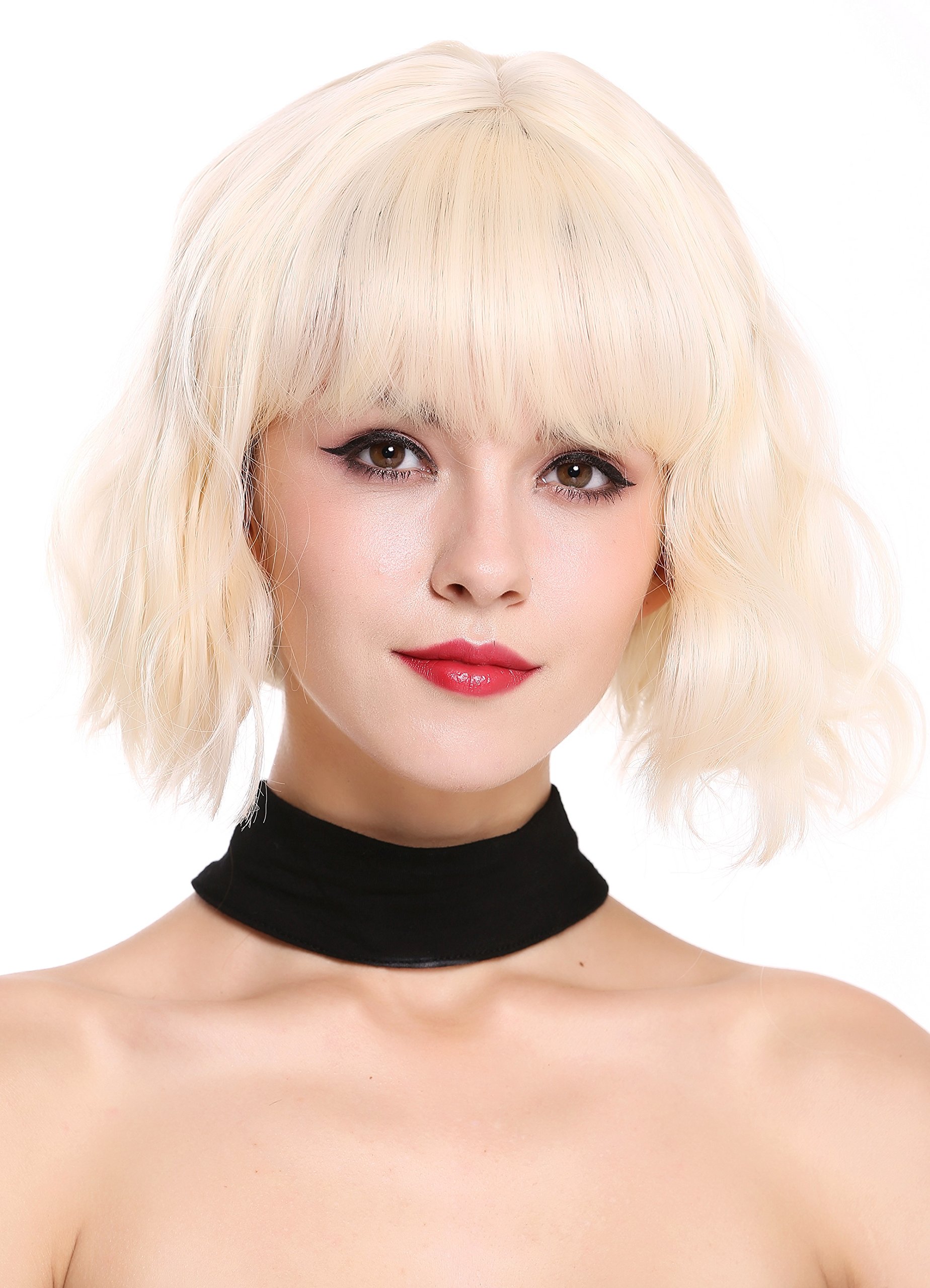WIG ME UP - DL-052-88 Quality women's wig lady short fringe long-bob voluminous wild wavy waved fair blonde light blonde