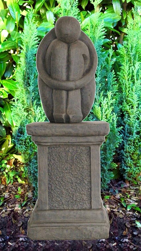 Tiefes Kunsthandwerk Steinfigur Single Auf Saule In Dunkelbraun Abstrakte Deko Figur Fur Haus Und Garten Moderne Statue Als Garten Figur Amazon De Garten