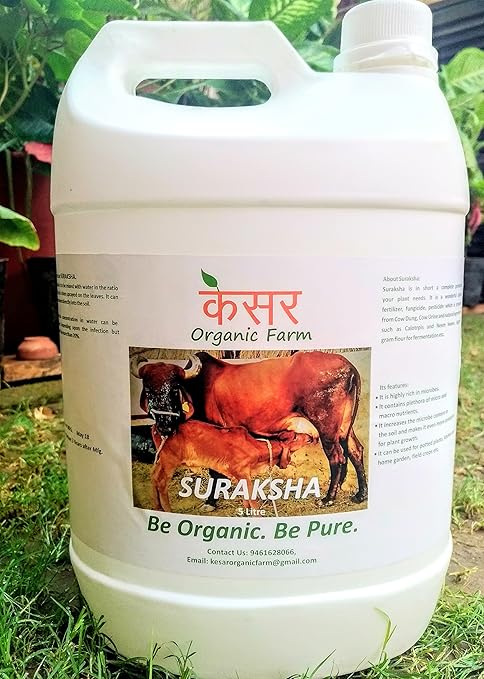 SURAKSHA, Organic Liquid Fertilizer, Bio-Fungicide, Bio-Pesticide, 5 Litre