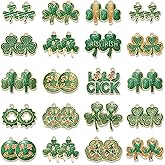 PHALIN 40PCS St.Patrick’s Day Charms for Jewelry Making, Assorted Glittery Shamrock Charm, Irish Bracelet Making Charms Bulk, Enamel Hat Lucky Leaf Pendant Charms for DIY Crafts Ornament Gifts
