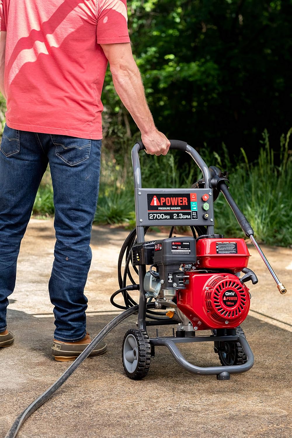A-iPower APW2700C Gas Powered Pressure Washer 2700 PSI and 2.3 GPM 7HP with 3 Nozzle Attachments, CARB Compliant, Red : Garden & Outdoor