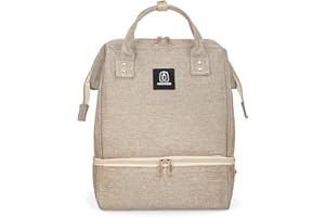MOMIGO Breast Pump Backpack - Cooler and Moistureproof Bag Double Layer for Mother Outdoor Working Backpack with USB Charging Port, Large (Khaki)
