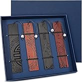 Outus 4 Pieces Wooden Bookmarks for Men Women Employee Appreciation Gifts Valentine's Day Gifts for Men Vintage Handmade Bookmarks Natural Wood Carving for Book Lovers Birthday(Traditional Style)