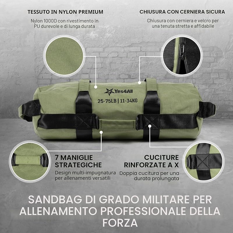 sacchi di sabbia per l'allenamento, sacchi di sabbia regolabili non riempiti per l'allenamento con maniglie, vari colori e dimensioni 2,3 kg - 90 kg