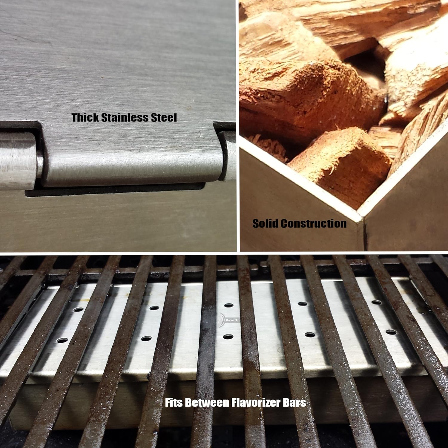 Cave Tools Smoker Box for BBQ Grill Wood Chips - 25% Thicker Stainless Steel Won't WARP - Charcoal & Gas Barbecue Meat Smoking with Hinged Lid - Best Grilling Accessories & Utensils Gift for Dad : Garden & Outdoor