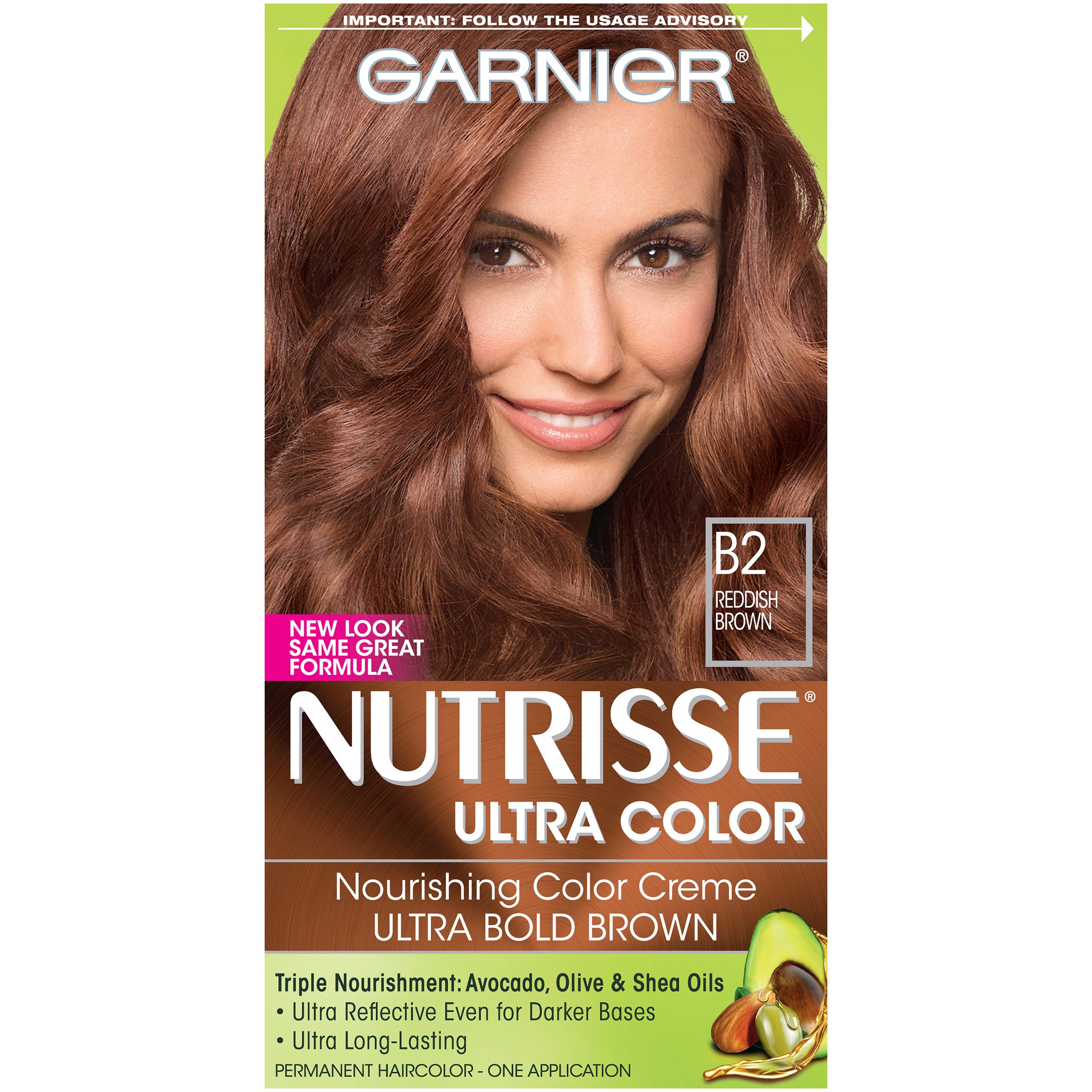 Garnier Nutrisse Ultra Color Nourishing Hair Color Creme, B2 Reddish Brown (Packaging May Vary)