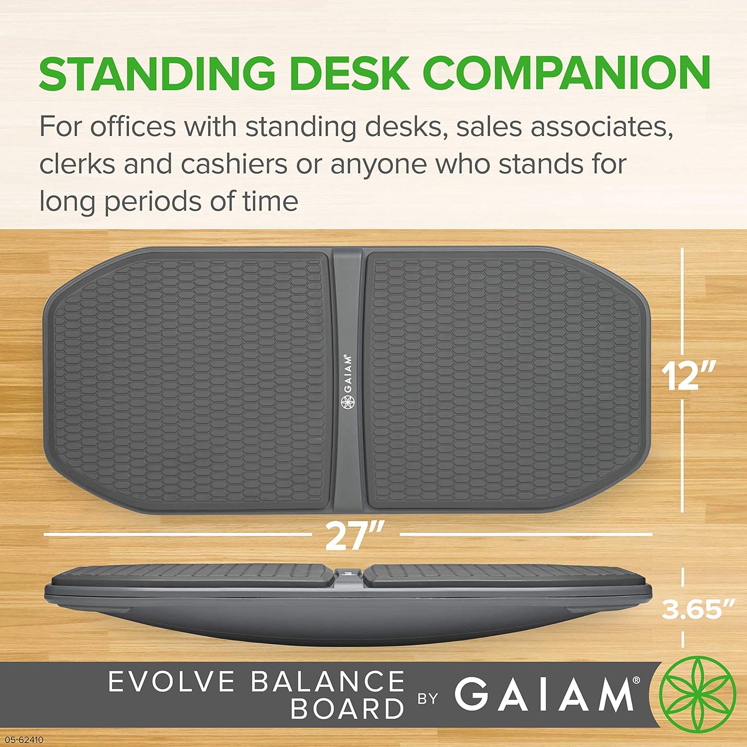 Gaiam Evolve Balance Board for Standing Desk - Stability Rocker Wobble Board for Constant Movement to Increase Focus, Alternative to Standing Desk Anti-Fatigue Mat : Sports & Outdoors