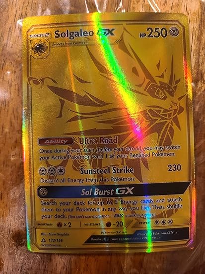 Amazon Com Solgaleo Gx 173 156 Secret Rare Sun Moon Ultra Prism Toys Games