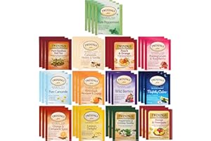 LIPONTAN Twinings Herbal Tea Sampler, Naturally Caffeine-Free (Pack of 40) 13 Flavors with By The Cup Honey Sticks
