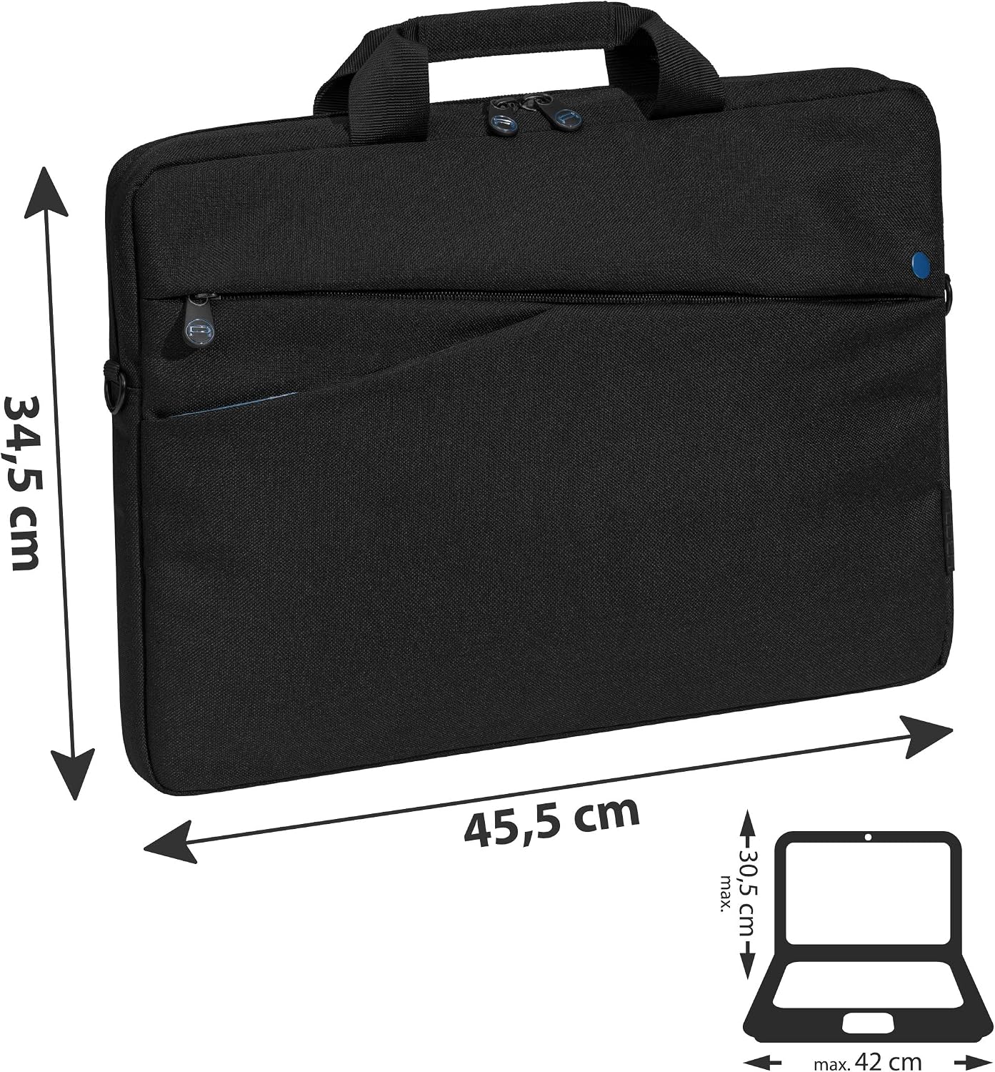 Pedea, Laptop Bag *Fashion* Notebook Bag up to 17.3 Inches, Laptop Shoulder Bag with Shoulder Strap, Laptop Sleeve Black/Blue - Image 3