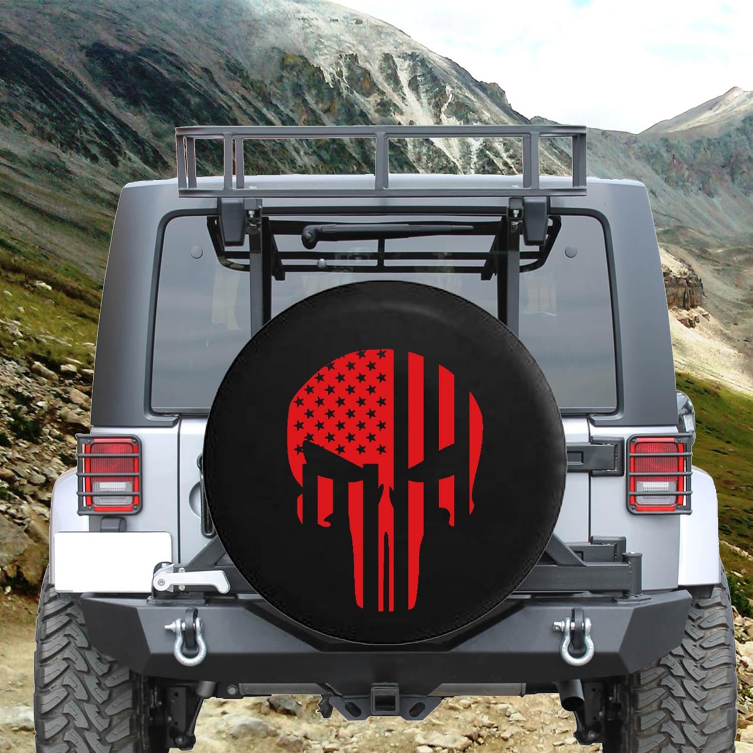 American Flag Tactical Stars & Stripes Punisher Skull Spare Jeep