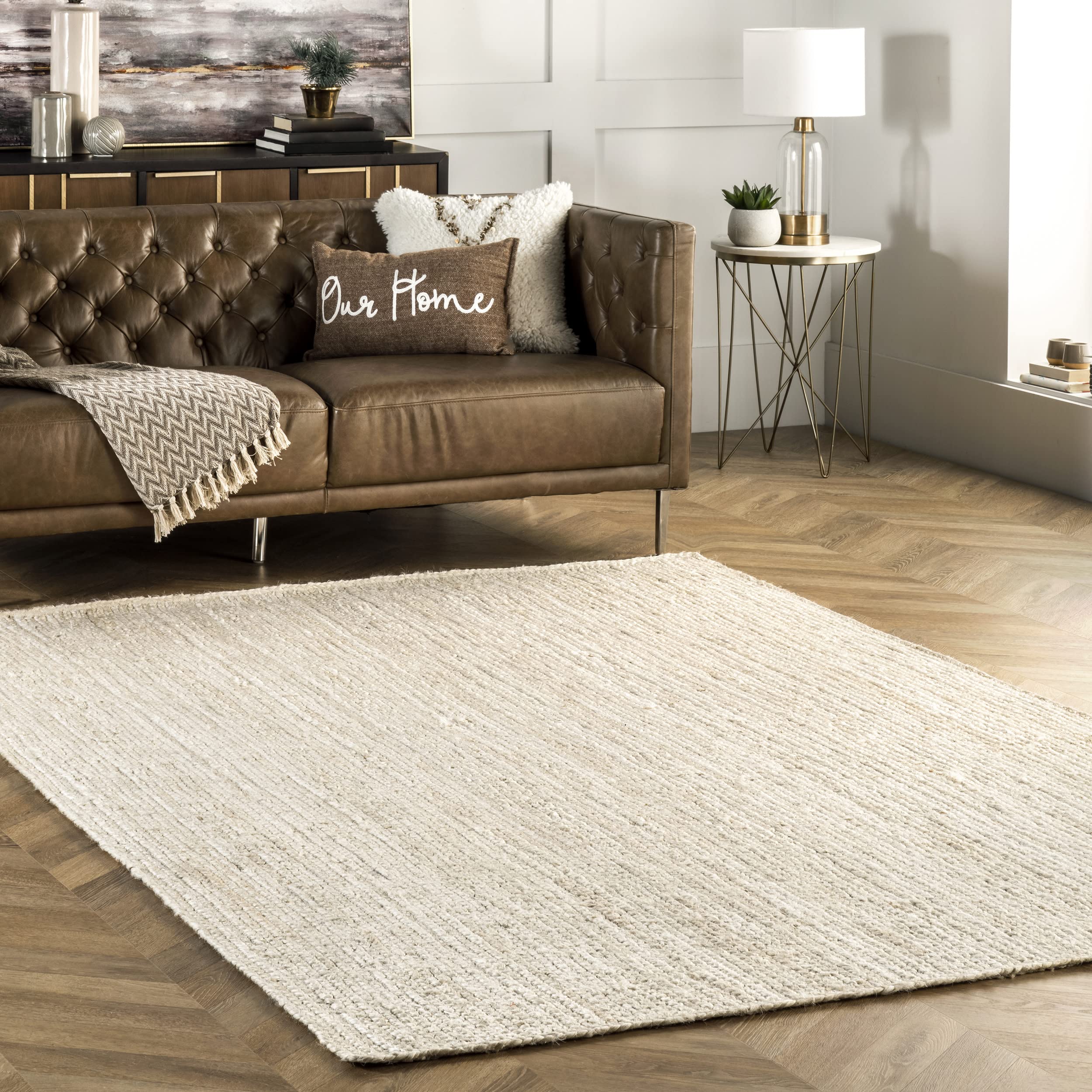 Photo 1 of **Read Notes** nuLOOM 6x9 Rigo Jute Hand Woven Area Rug, Off White, Solid Farmhouse Design, Natural Fiber, For Bedroom, Living Room, Dining Room, Hallway, Office, Kitchen, Entryway