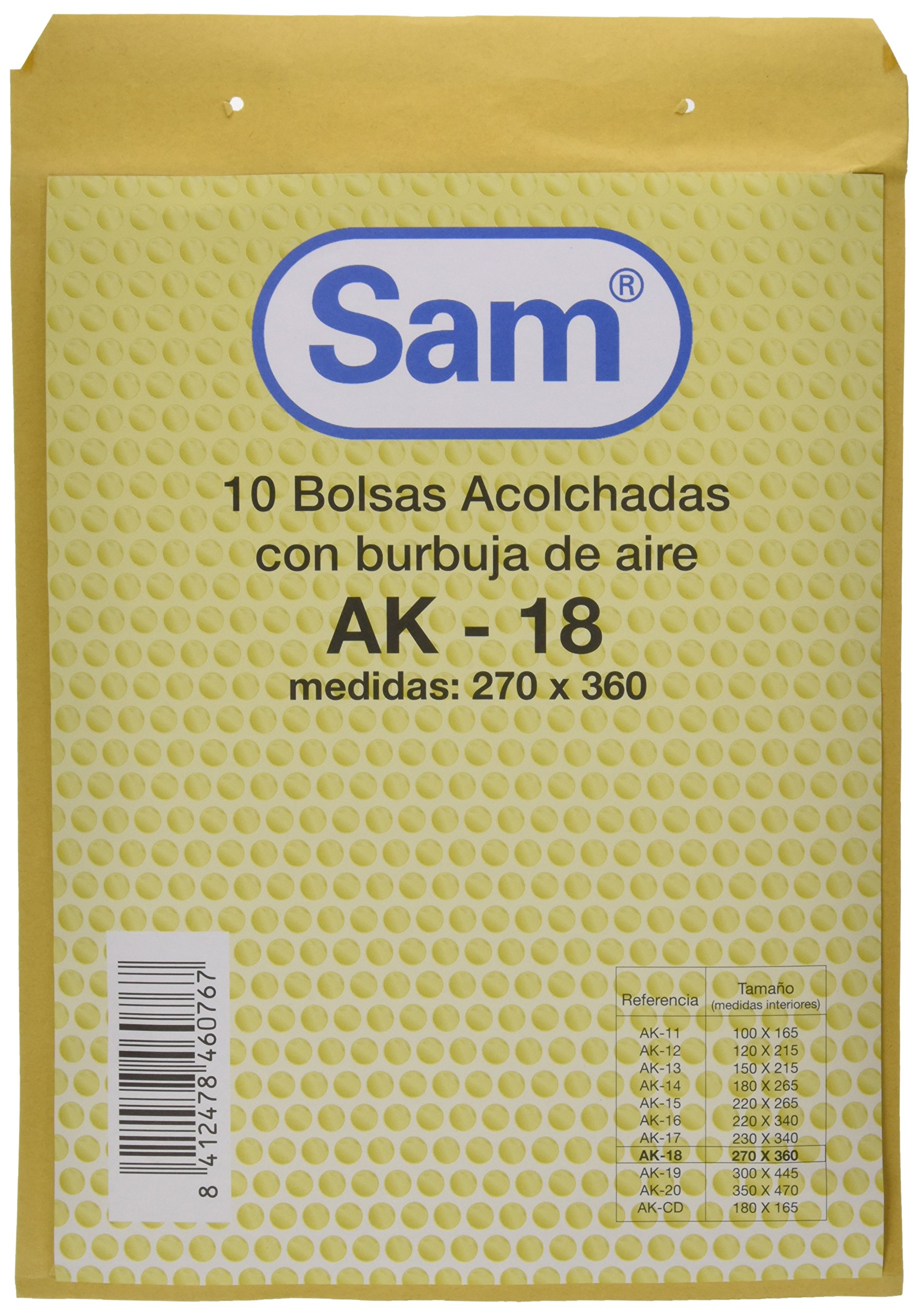 SAM 18 - Bubble Wrap Envelopes, Pack of 10