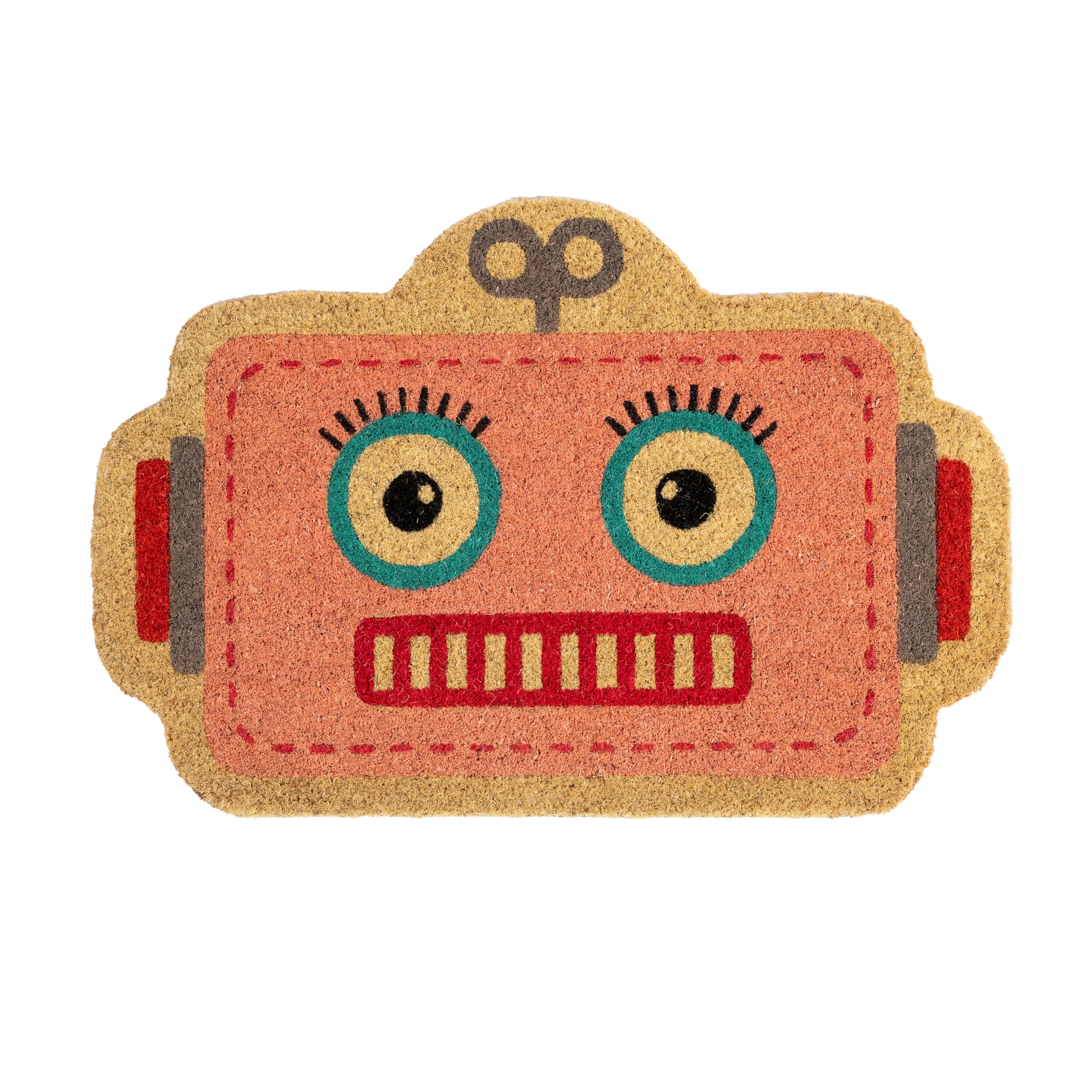 Fisura – Original Doormat “Robot” Made of Coconut Fiber with Non-Slip PVC Base. Home Entrance Doormat. Pink Doormat. Original Shaped Doormat. Dimensions: 60 cm x 40 cm