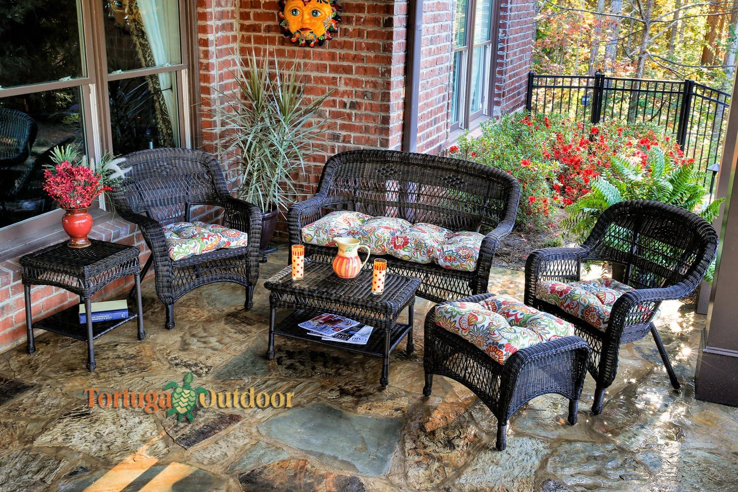 Tortuga Outdoor 6pc Portside Seating - Dark Roast Wicker (Zoe Citrus)