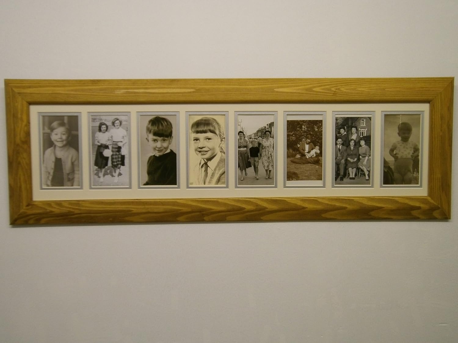 Multi Aperture Photo Frame For 8 Photographs In Real Wood 31" x 10