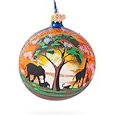 African Safari Glass Ball Christmas Ornament 4 Inches