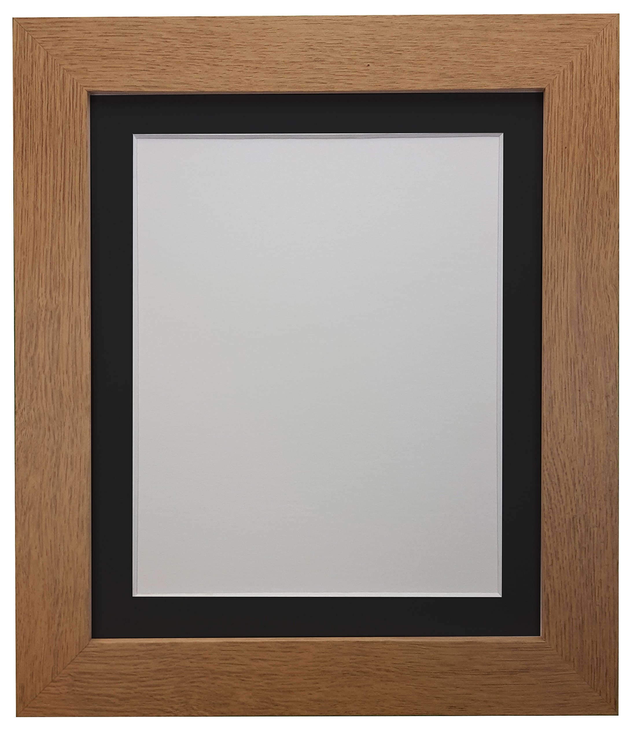 FRAMES BY POST Metro Oak Photo Picture Poster Frame with Black Mount Plastic Glass 30 x 30cm For Pic Size 8" x 8"