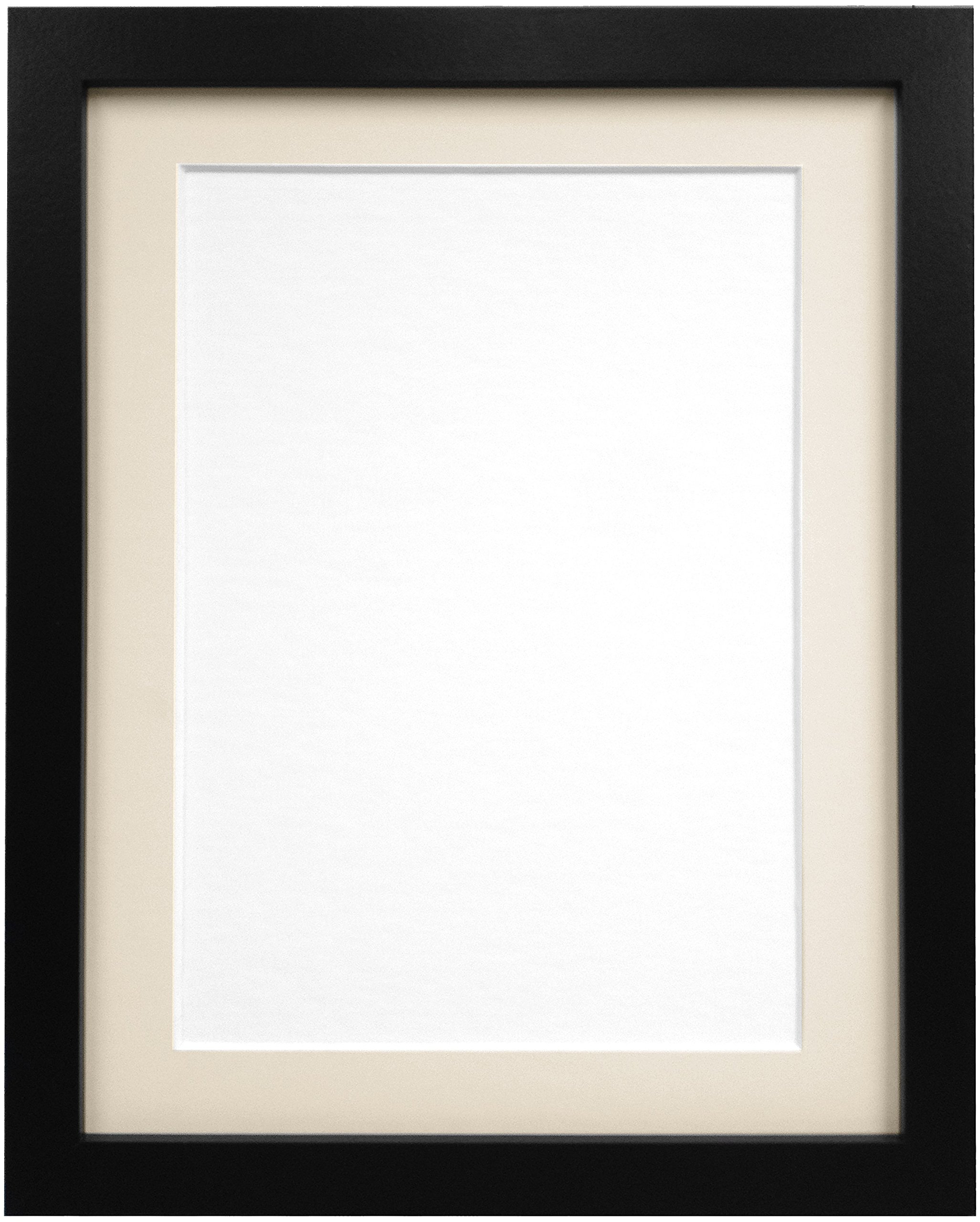 FRAMES BY POST 25mm Black Photo Picture Poster Frame with Ivory Mount 40 x 30cm For Pic Size 12" x 8"