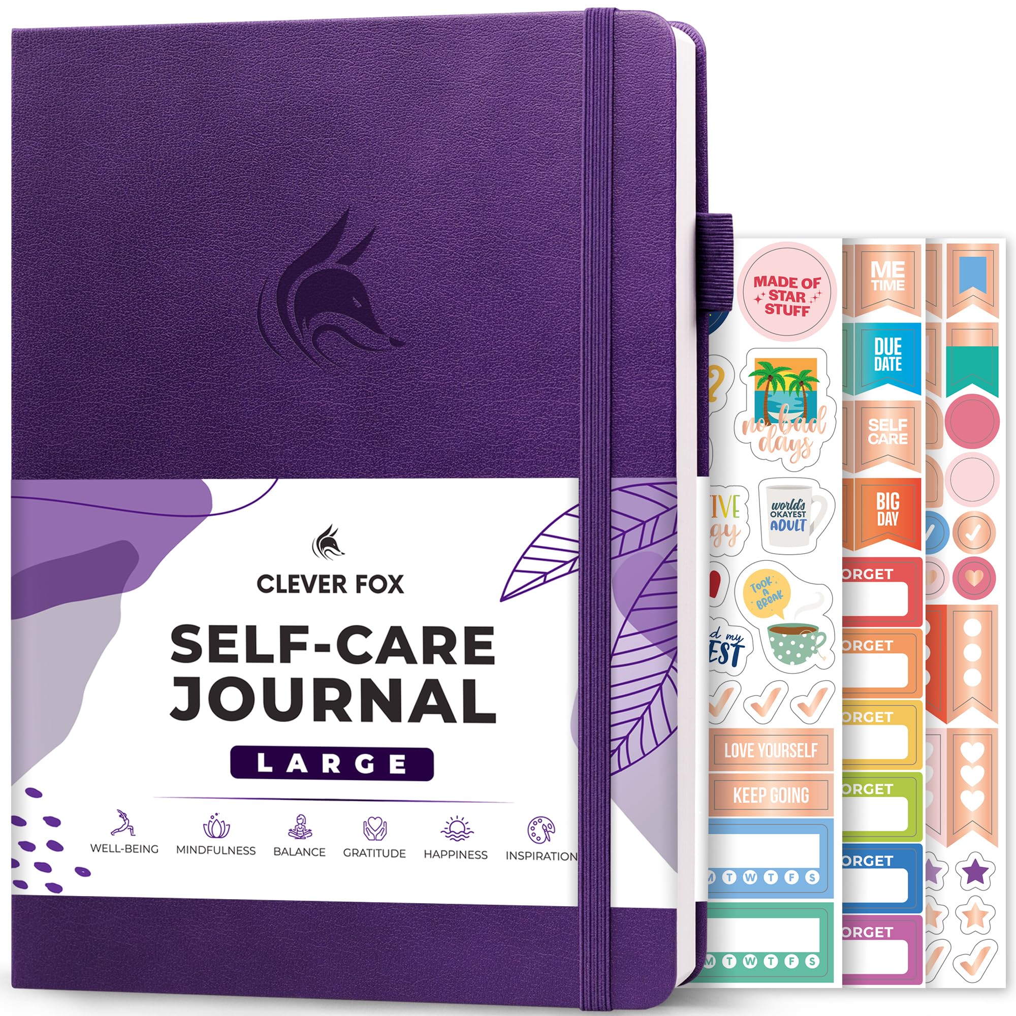 Clever Fox Self-Care Journal – Daily Reflection Notebook – Mental Health & Personal Development Planner, Meditation & Mood Log, Large (Purple) — image 1