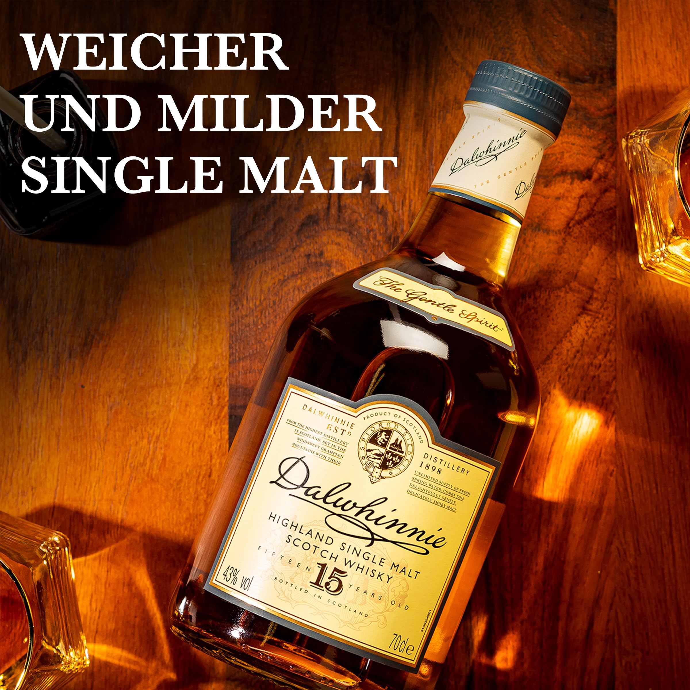Dalwhinnie 15 Jahre, mit Geschenkverpackung, handgefertigt in den schottischen Highlands, aromatischer Single Malt Scotch Whisky, mit weichen Heidekraut- und Honignoten, 43% vol, 700 ml Einzelflasche 2