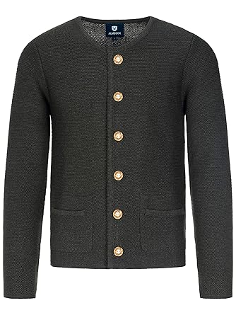 Almbock Strickjacke Herren | Cardigan für Männer in schwarz-anthrazit, braun, grau | Trachten Strickjacke | Größen S, M, L, X