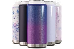 MAARS DRINKWARE Maars Skinny Can Cooler for Slim Beer & Hard Seltzer | Stainless Steel 12oz Sleeve, Double Wall Vacuum Insulated Drink Holder - Nightshade Glitter Ombre