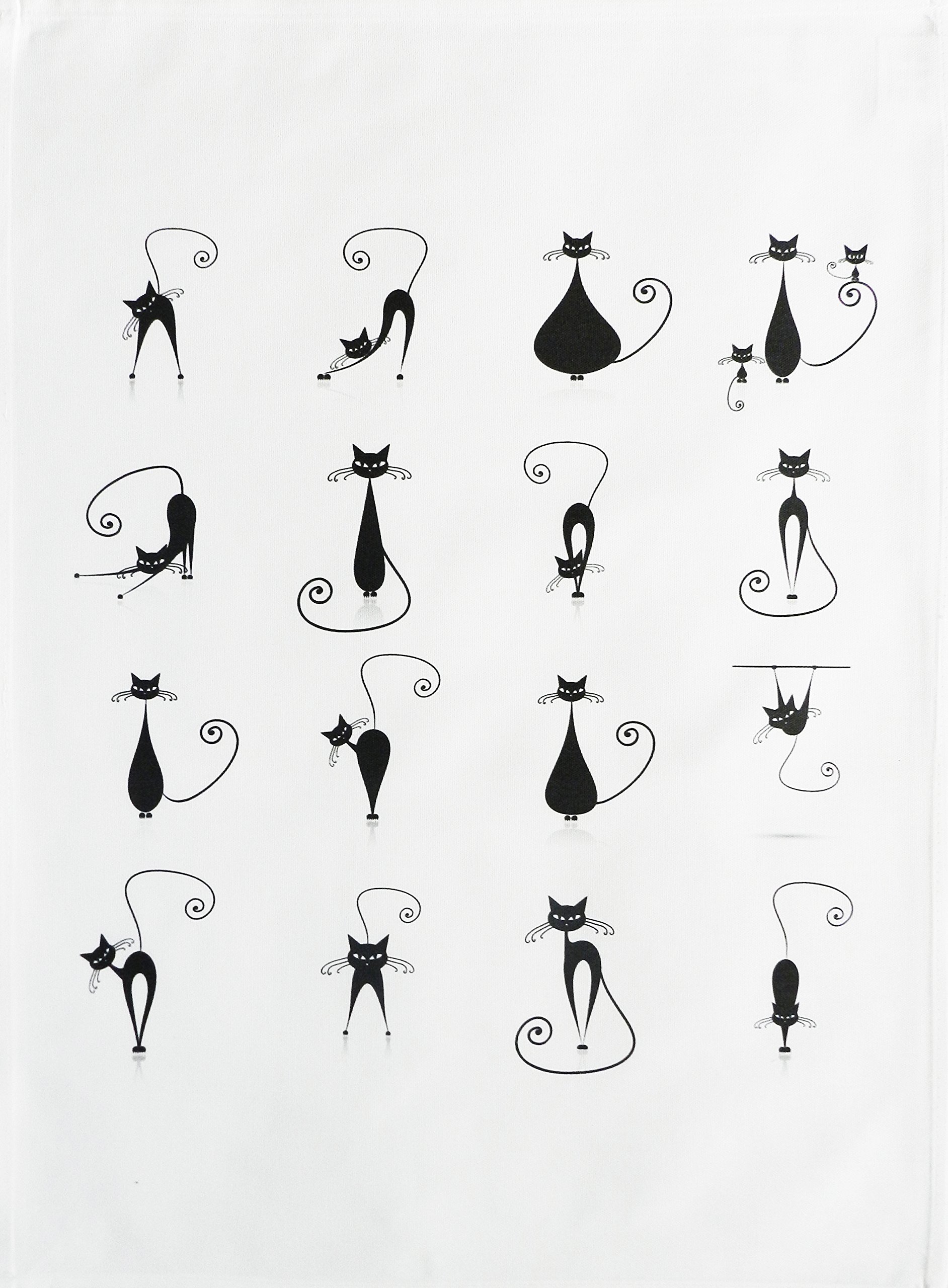 Half a Donkey The Stylish Black Cats Large Cotton Tea Towel