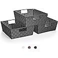 Sorbus Set of 3 Large Storage Baskets for Organizing, Mesh Hand-Woven Design, Linen Closet Organizers and Storage, Organizer Storage Baskets for Shelves, Organizers and Storage (Gray)