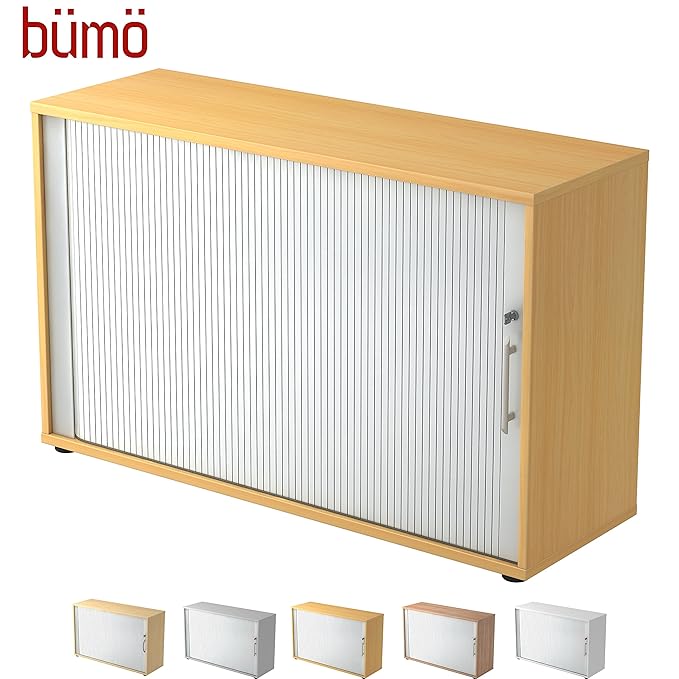 BÜMÖ® Aktenschrank mit Rollladen | Rollladenschrank für Aktenordner | Büroschrank für Akten | Büromöbel | Rolladenschrank in 