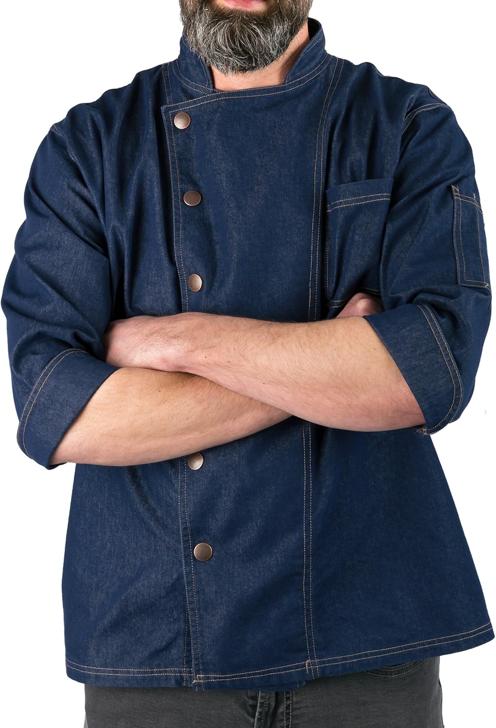 black denim chef coat