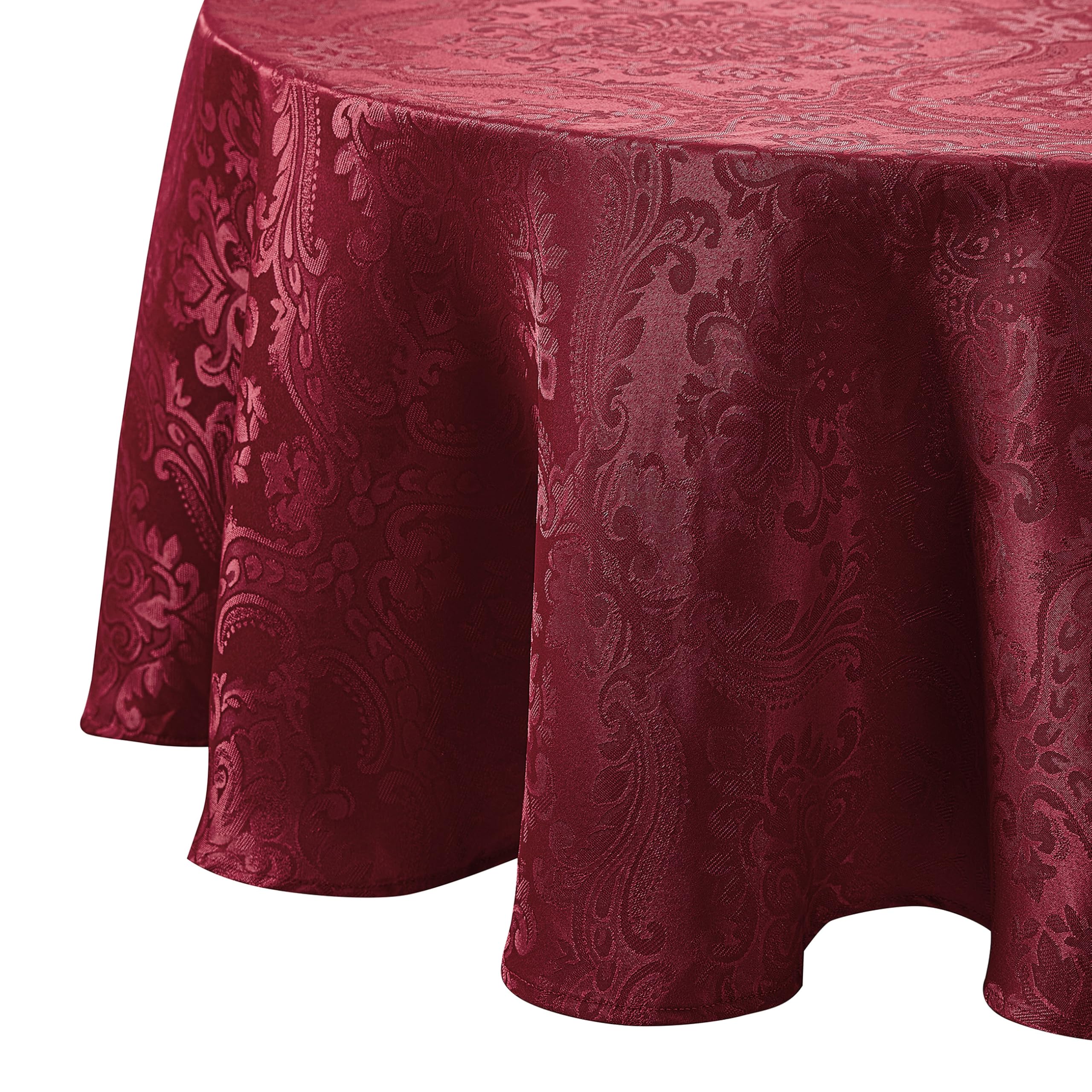 Elrene Home Fashions Caiden Elegance Damask Tablecloth, 60" x 84" Oval, Cranberry