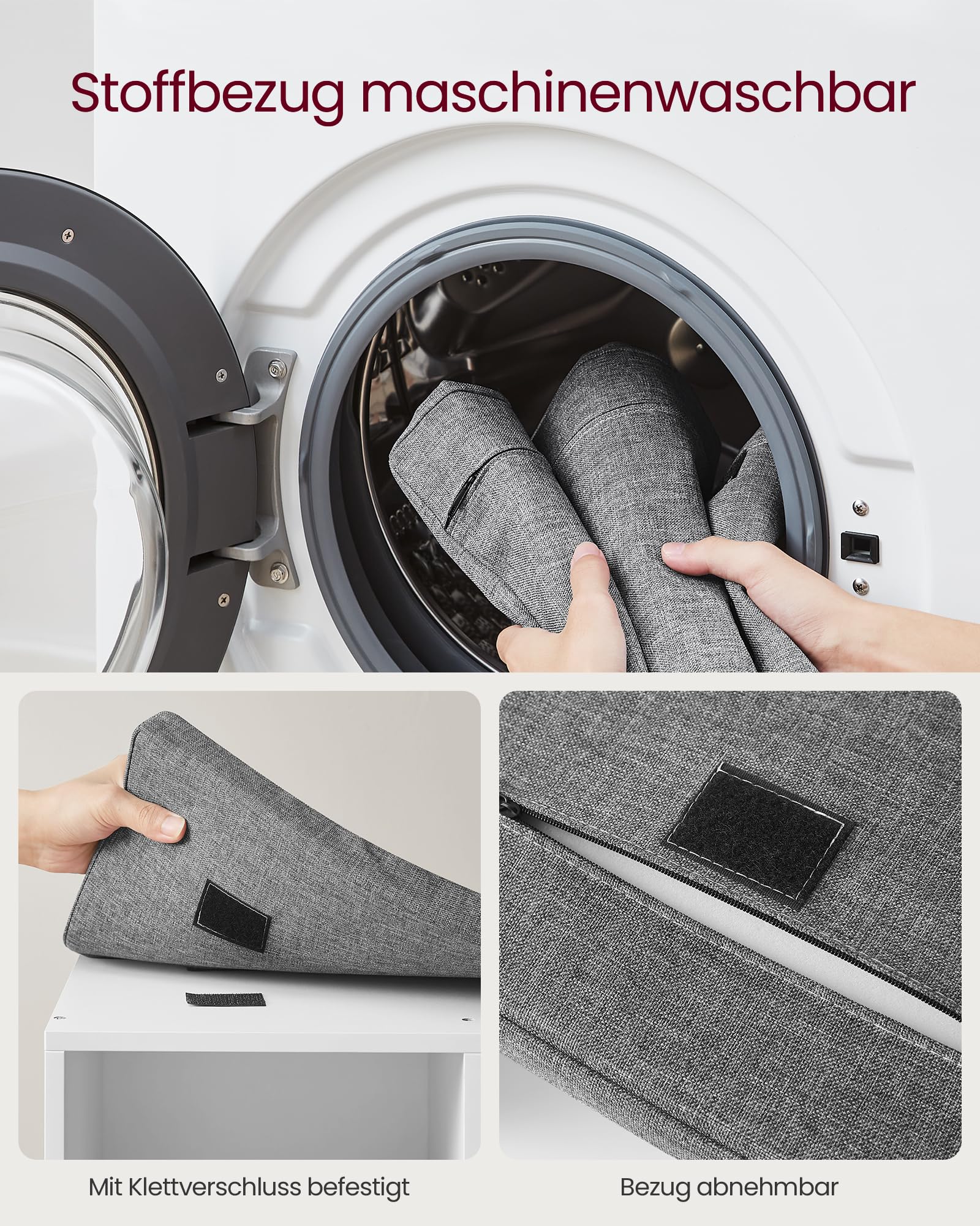 VASAGLE Schuhbank, Schuhregal mit Sitzfläche, Sitzbank mit Stauraum, gut gepolstert, Flurbank mit 10 Fächern, verstellbaren Ablagen, für Schlafzimmer, 30 x 104 x 48 cm, weiß-grau LHS10WT 8