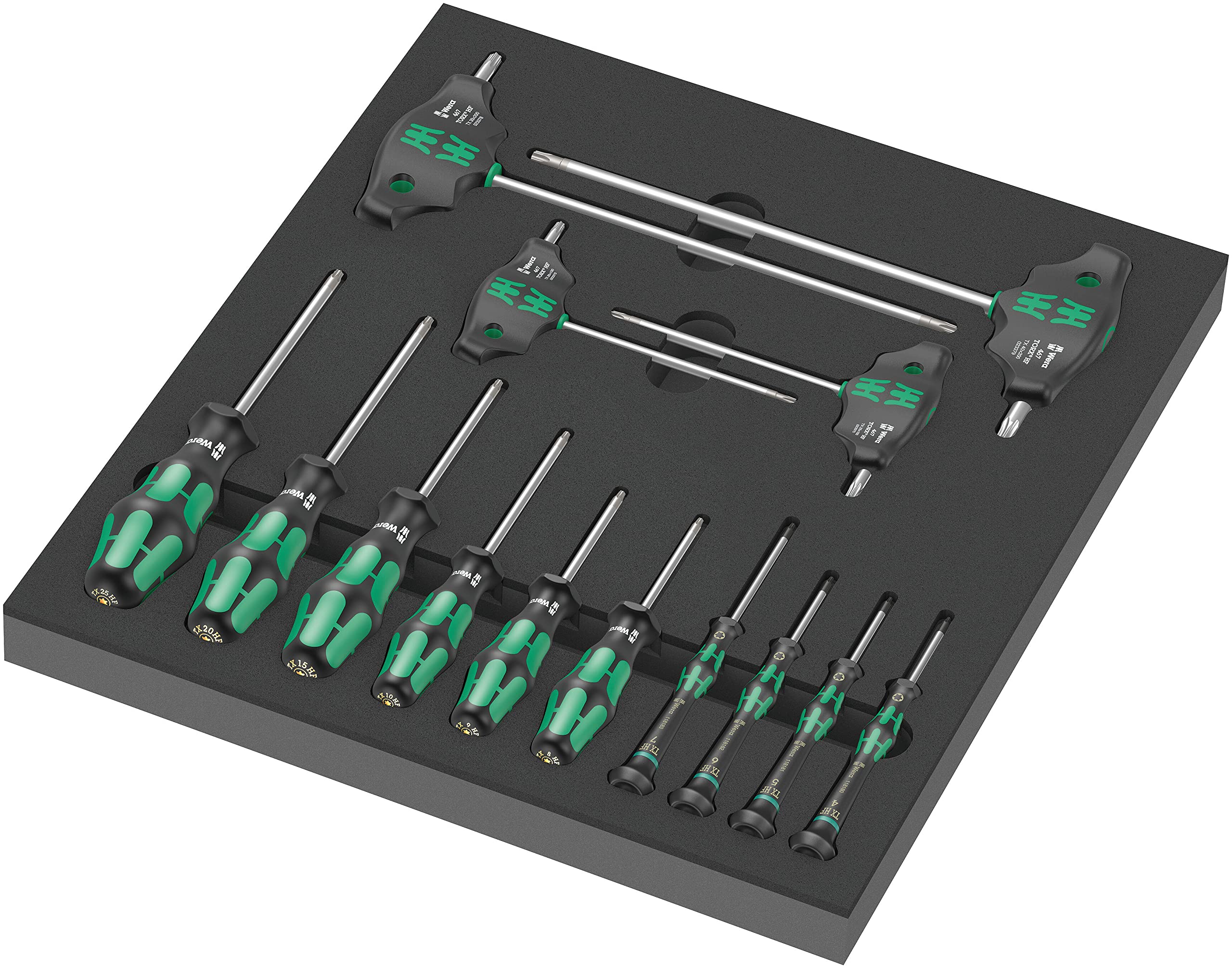 Wera 05150103001 9712 Foam Insert TORX HF Screwdriver Set 1, 14 Pieces, Black-green — image 1