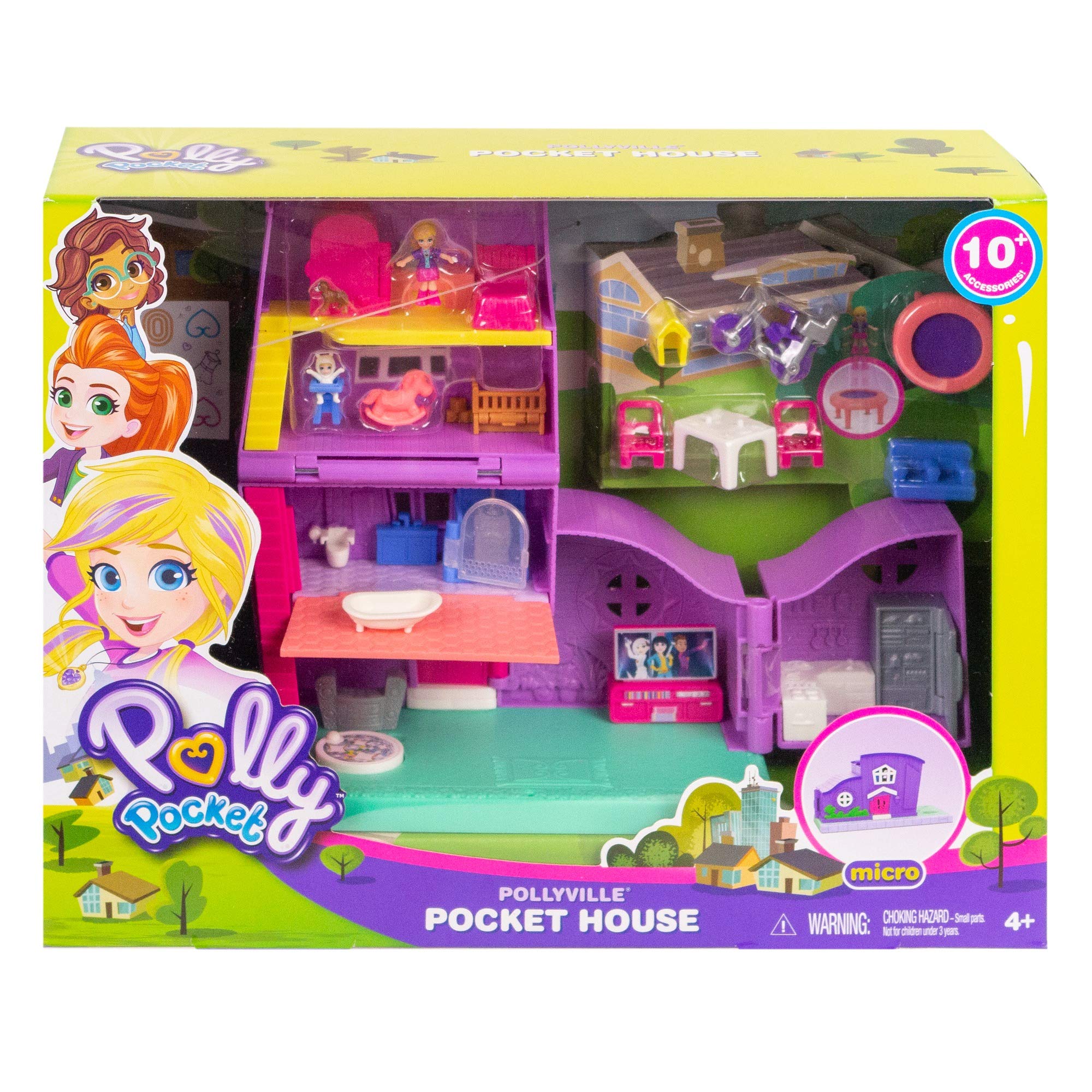 Polly Pocket Gfp42 Pocket House 2 Stories 10 Accessories Micro