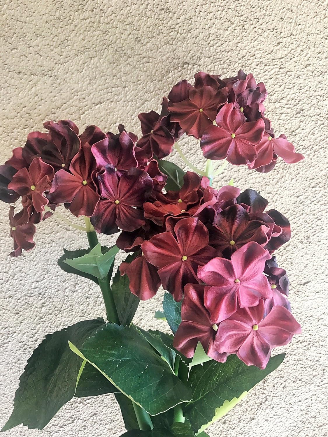 Artificial Flowers Home Kitchen Weddings Burgundy Home Office Decor Pack Of 3 Floral Kingdom Large Real Touch Latex Hydrangea Artificial Flowers For Bouquets