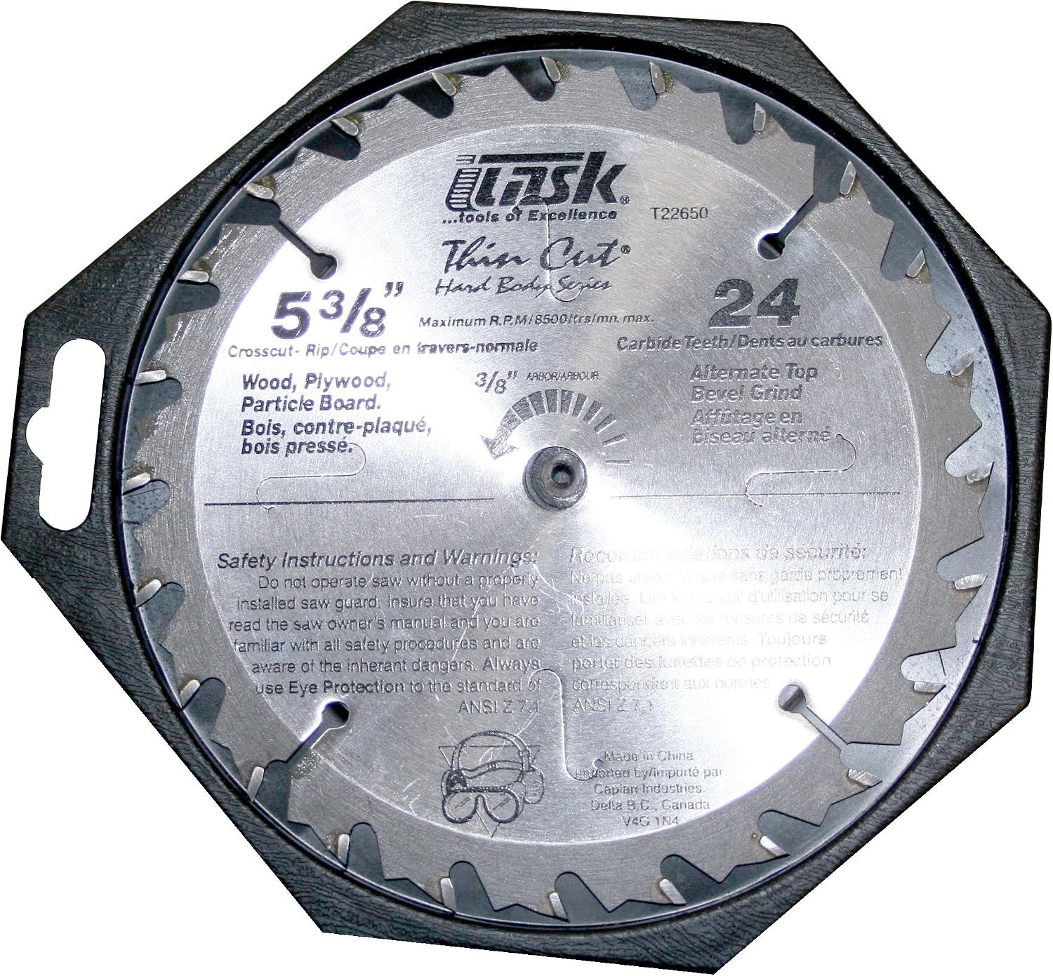 Task Tools T22650 5-3/8-Inch Thin Cut Series Carbide Saw Blade, 3/8