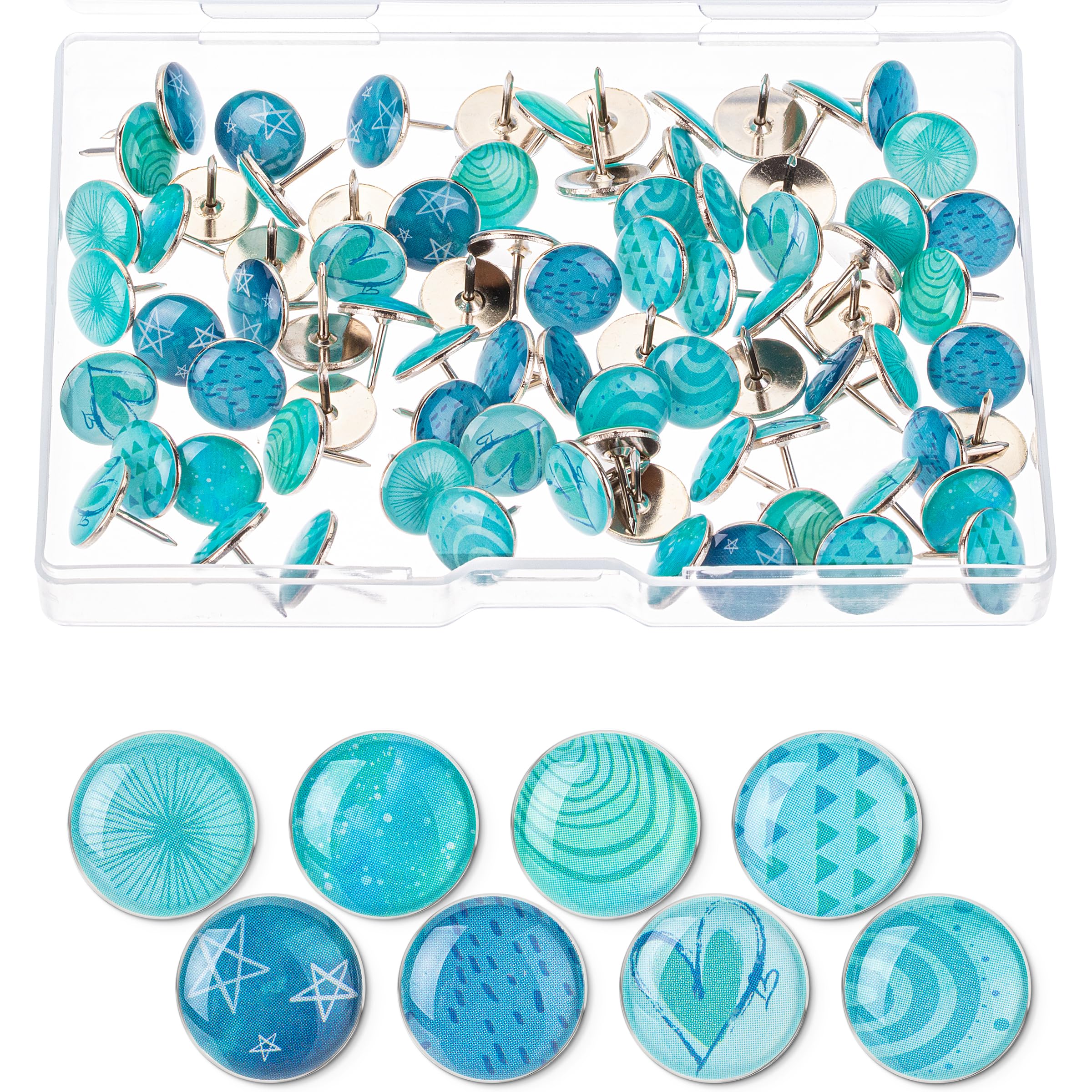 Photo 1 of Mr. Pen- Decorative Push Pins, 80 pcs, 8 Unique Designs(Ocean Swirl), Cute Push Pins for Bulletin Board, Cute Thumb Tacks for Cork Board