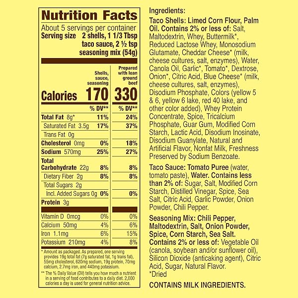OLD EL PASO BOLD TACO DINNER KIT WITH NACHO CHEESE FLAVORED STAND ‘N STUFF TACO SHELLS, TACO SAUCE, AND SEASONING MIX, 10 CT, 9.5 OZ