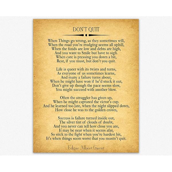 Amazon.com: Wallbuddy Don't Quit Poem Don't Quit Motivational Poem  Inspiring Poem Motivating Poem Inspirational Poem Positive Poster Poem  Poster Poetry Poster (5 x 7, Vintage) : Baby