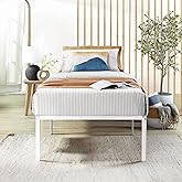 Best Price Mattress 18 Inch Metal Platform Bed Frame, Heavy Duty Steel Slats, White, Twin