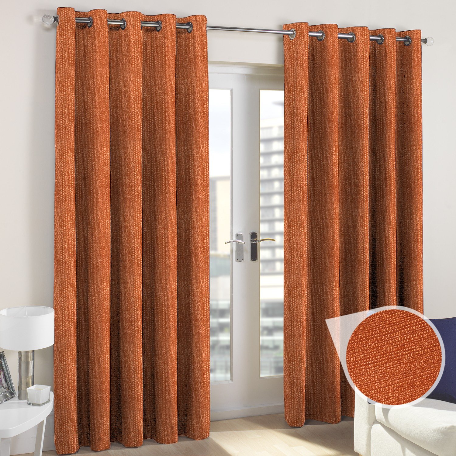 Buy Homecraft Rust Orange Textured Curtain For Livingroom 48 X 60